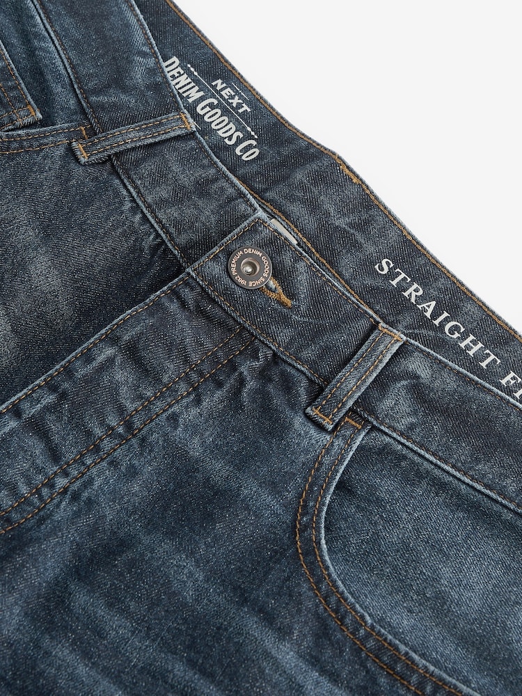 Blue Mid Straight Fit 100% Cotton Authentic Jeans - Image 10 of 10