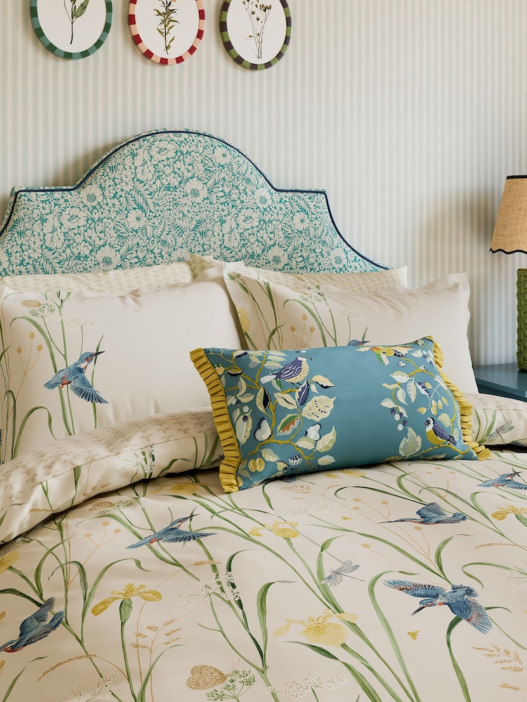 Sanderson Blue Kingfisher & Flower Duvet Cover and Pillowcase Set - Image 2 of 5