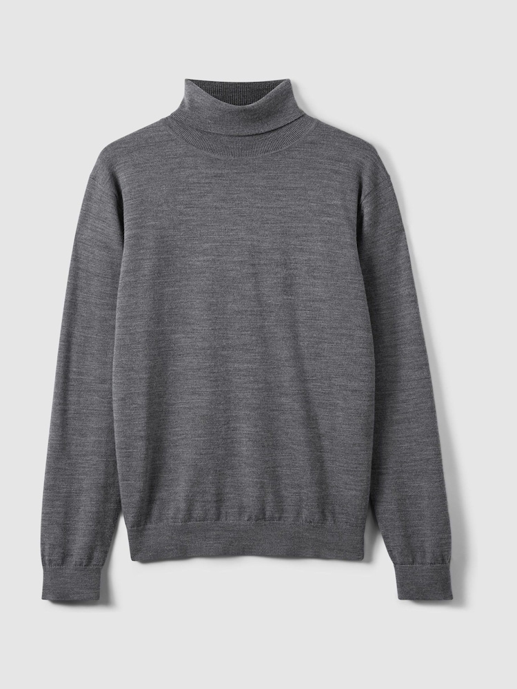 Derby/Grau meliert - Reiss Caine Rollkragenpullover aus Merinowolle in schmaler Passform - Bild 2 von 7 Derby/Grau meliert - Reiss Caine Rollkragenpullover aus Merinowolle in schmaler Passform - Bild 2 von 7