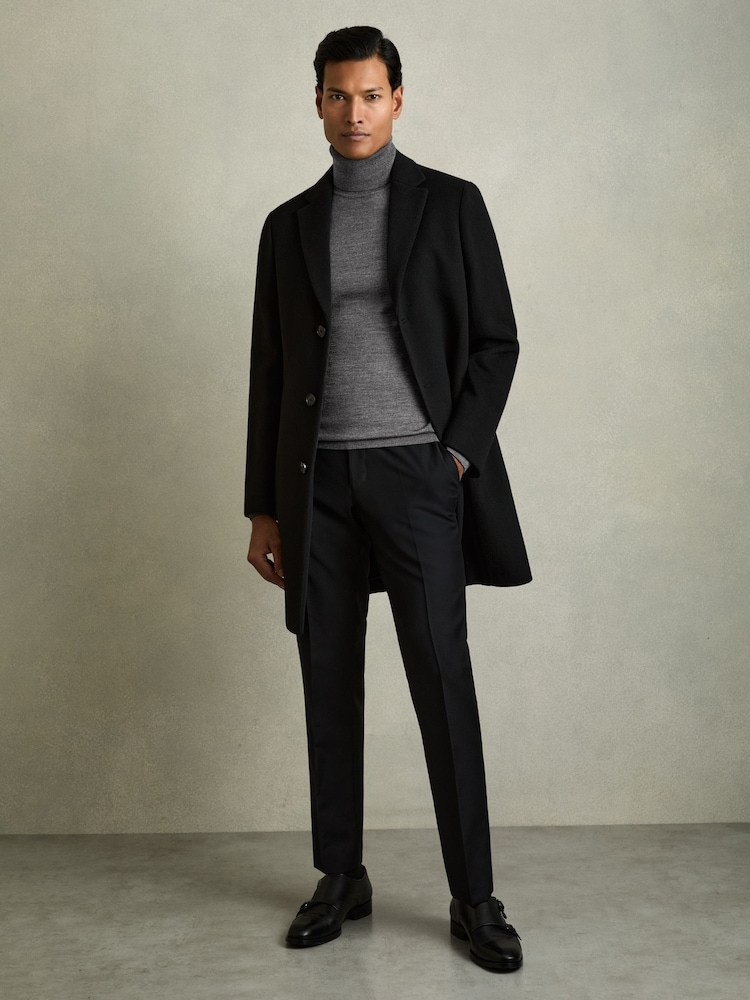 Reiss Derby Grey Marl Caine Slim Fit Merino Wool Roll Neck Jumper - Image 5 of 7