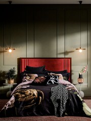 Ted Baker Black Paper Floral 100% Cotton Duvet Cover and Pillowcase Set - Image 1 of 5