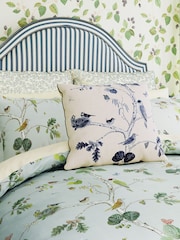 Sanderson Blue Grey Woodland Chorus Square 100% Cotton Pillowcase Pair - Image 1 of 3