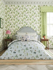 Sanderson Blue Grey Woodland Chorus Square 100% Cotton Pillowcase Pair - Image 2 of 3