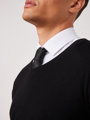 Black V-Neck Regular Cotton Rich Knitted Crew Neck Jumper - Image 4 of 8