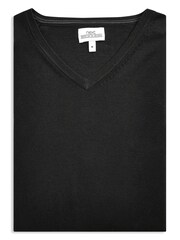 Black V-Neck Regular Cotton Rich Knitted Crew Neck Jumper - Image 7 of 8