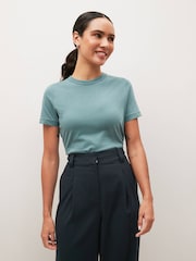Blue Essential Pure Cotton Short Sleeve Crew Neck T-Shirt - Image 1 of 4