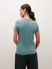 Blue Essential Pure Cotton Short Sleeve Crew Neck T-Shirt - Image 3 of 4