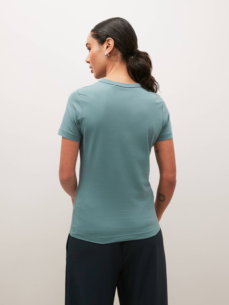 Blue Essential Pure Cotton Short Sleeve Crew Neck T-Shirt - Image 3 of 4