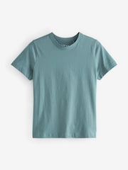 Blau - Essential Kurzarm-T-Shirt aus reiner Baumwolle mit Rundhalsausschnitt - Bild 5 von 6