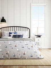 Helena Springfield Grey Sailboats 100% Cotton Duvet Cover and Pillowcase Set - Image 1 of 4