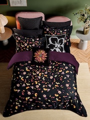 Ted Baker Black Chrysanthemum 100% Cotton Cushion - Image 1 of 6