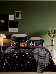 Ted Baker Black Chrysanthemum 100% Cotton Cushion - Image 3 of 6