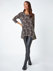 Roman Brown Animal Print Stretch Jersey Top - Image 2 of 5