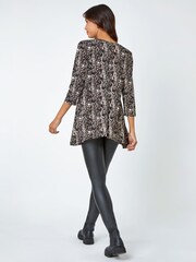 Roman Brown Animal Print Stretch Jersey Top - Image 3 of 5