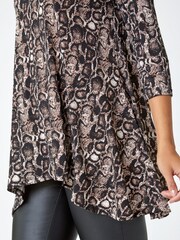 Roman Brown Animal Print Stretch Jersey Top - Image 5 of 5