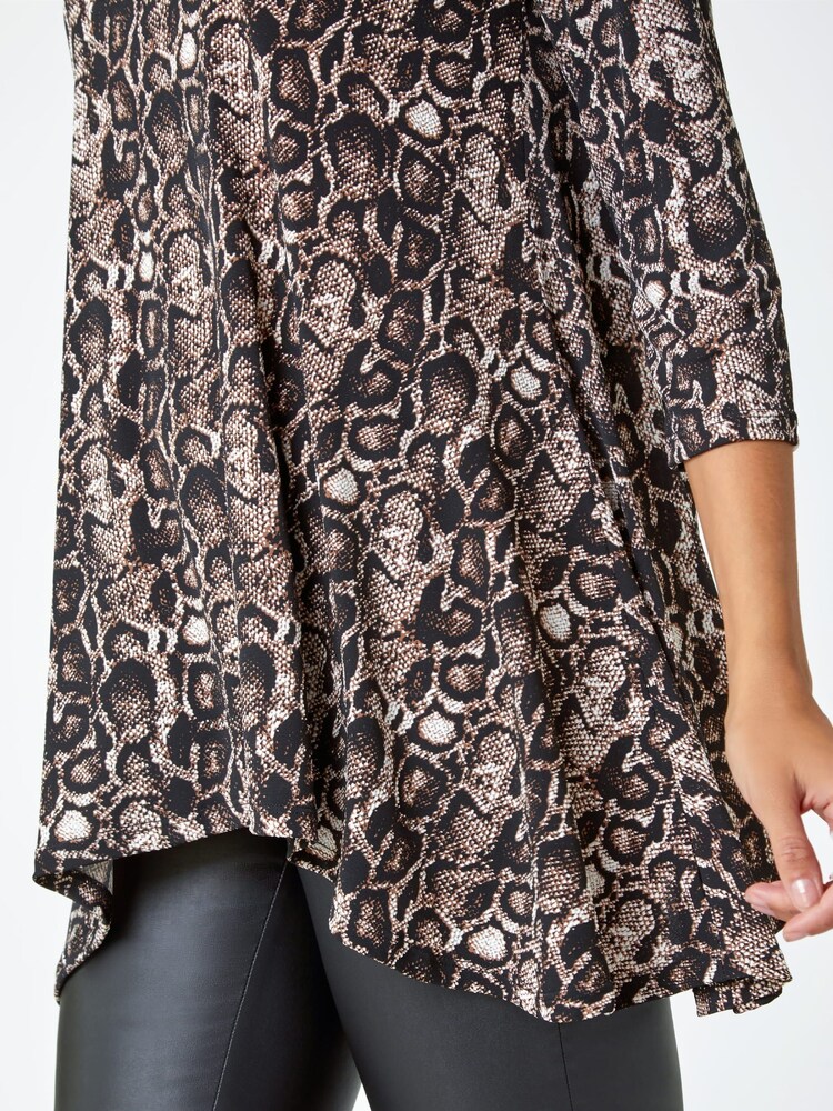 Roman Brown Animal Print Stretch Jersey Top - Image 5 of 5
