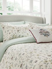 V&A Duck Egg Flora 100% Cotton Duvet Cover and Pillowcase Set - Image 2 of 4
