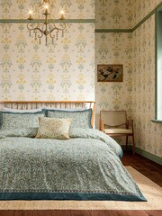 V&A Green Room Willow 100% Cotton Cushion - Image 2 of 6