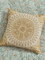 V&A Green Room Willow 100% Cotton Cushion - Image 3 of 6