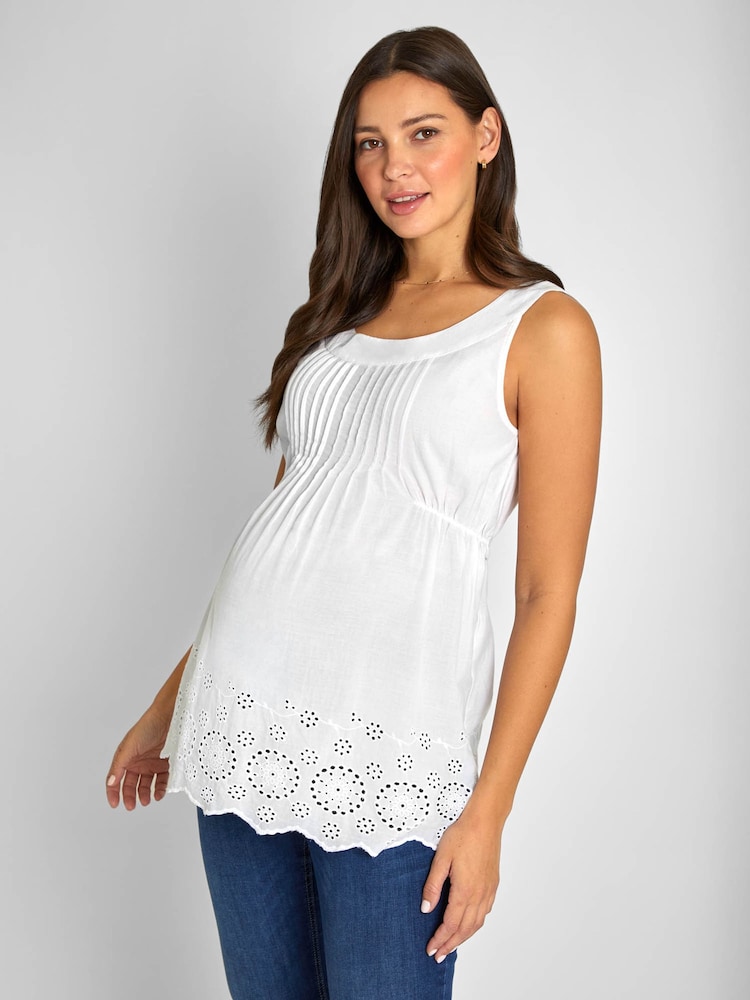 JoJo Maman Bébé White Pretty Maternity Camisole - Image 1 of 4