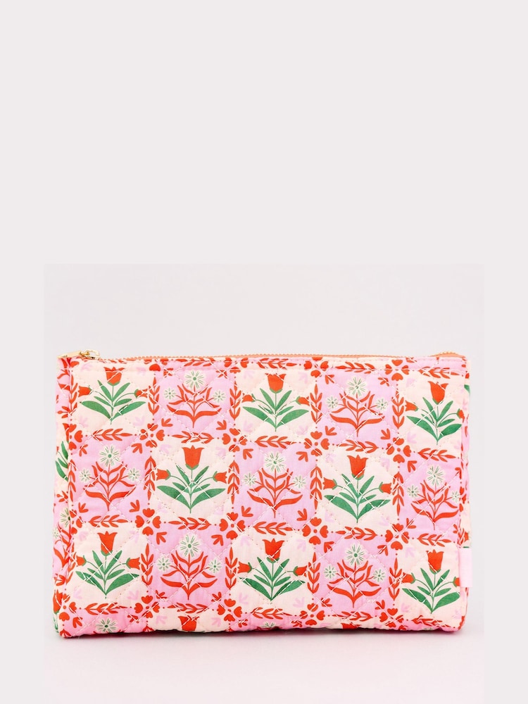ban.do Pink Tile Floral Quilted Pouch - Image 2 of 4 ban.do Pink Tile Floral Quilted Pouch - Image 2 of 4
