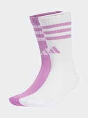 adidas White/Pink Crew Socks 2 Pack - Image 1 of 4