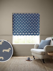 Emily Bond Indigo Blue 100% Cotton Peggy Made to Measure Roman Blinds - Image 1 of 5