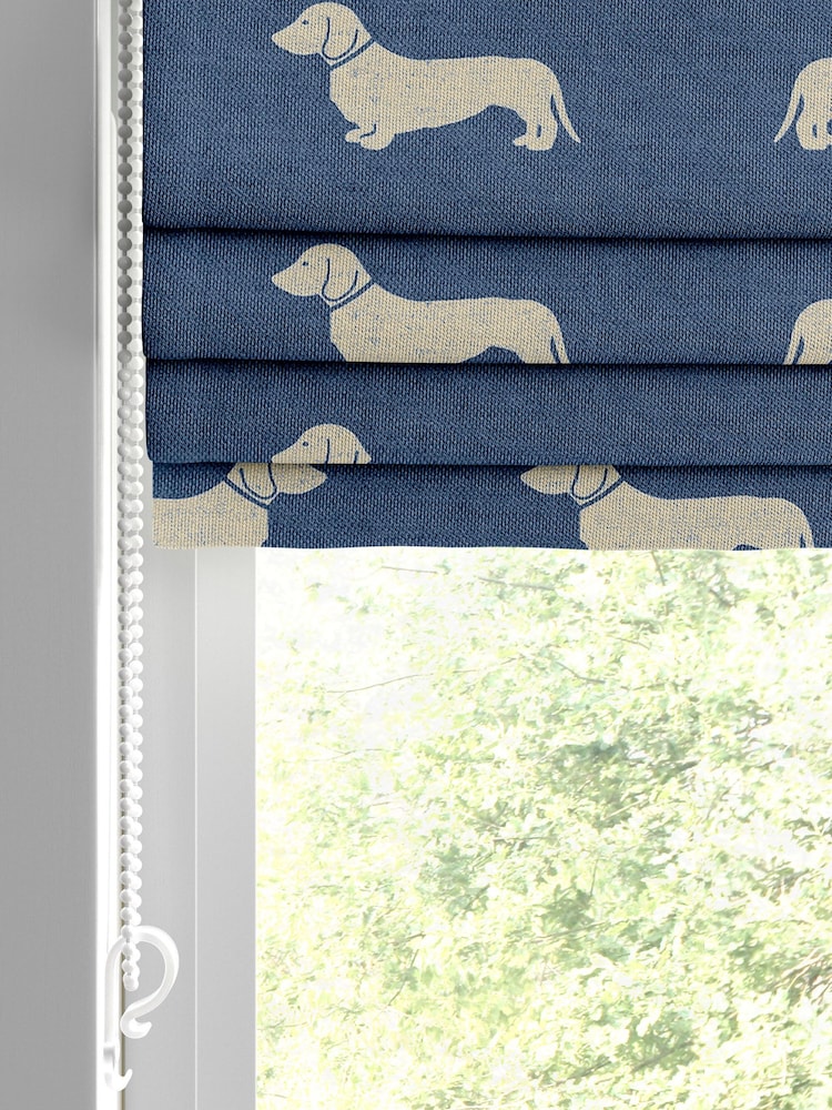 Emily Bond Indigo Blue 100% Cotton Peggy Made to Measure Roman Blinds - Image 2 of 5