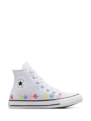 Converse White Embroidered Chuck Taylor All Star Youth Trainers - Image 1 of 9