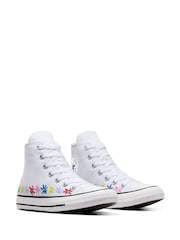 Converse White Embroidered Chuck Taylor All Star Youth Trainers - Image 3 of 9