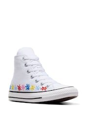 Converse White Embroidered Chuck Taylor All Star Youth Trainers - Image 7 of 9