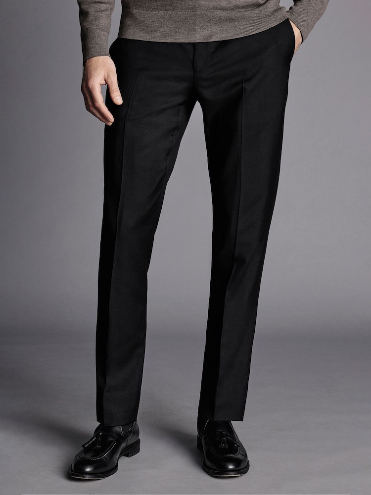Charles Tyrwhitt Black Slim Fit Natural Stretch Twill Suit Trousers - Image 1 of 5