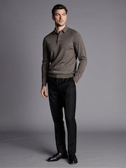 Charles Tyrwhitt Black Slim Fit Natural Stretch Twill Suit Trousers - Image 3 of 5