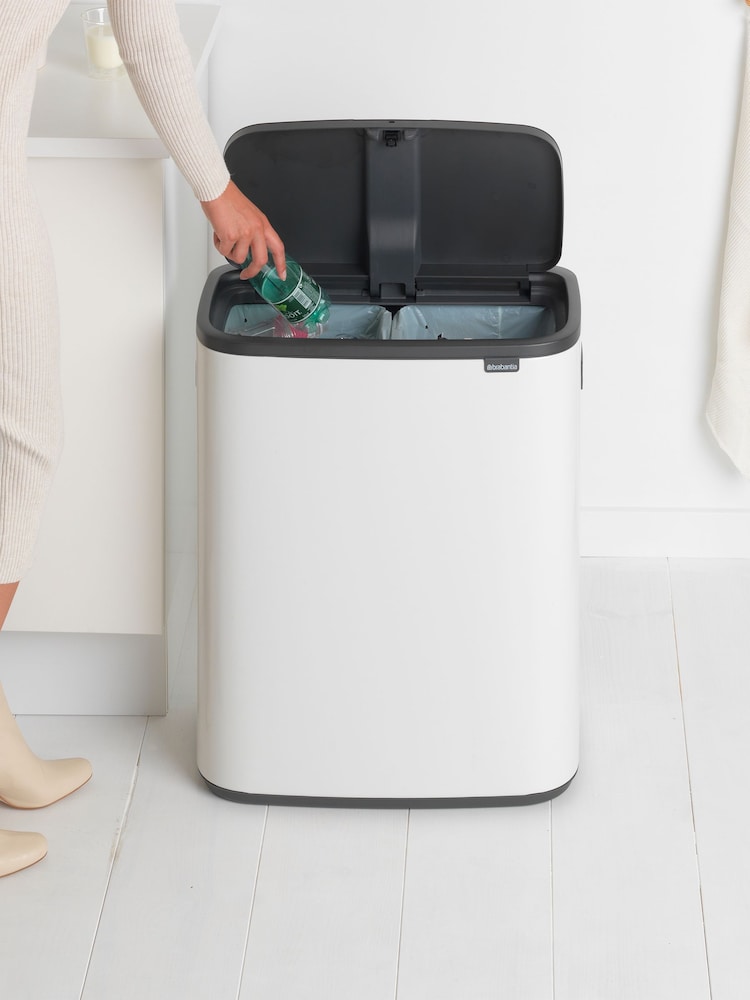 Brabantia White Bo Touch Double 30L Bin - Image 2 of 6