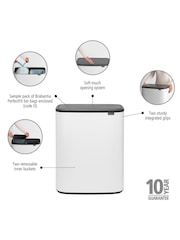Brabantia White Bo Touch Double 30L Bin - Image 6 of 6