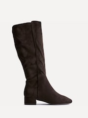Linzi Brown Rotate Wide Fit Stretch High Leg Boots With Low Block Heels - Image 2 of 5