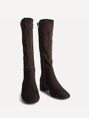 Linzi Brown Rotate Wide Fit Stretch High Leg Boots With Low Block Heels - Image 3 of 5