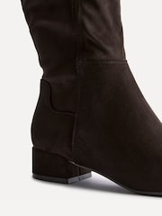 Linzi Brown Rotate Wide Fit Stretch High Leg Boots With Low Block Heels - Image 4 of 5