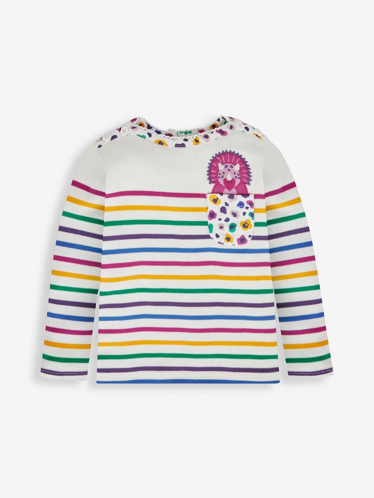 Jojo Maman Bébé Mädchen Breton-Top mit Dino-Tasche - Bild 1 von 3