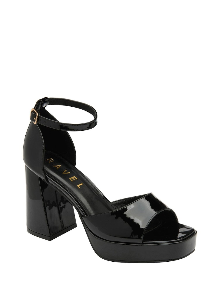 Ravel Black Platform Open Toe Ankle Strap Sandals - Image 1 of 4 Ravel Black Platform Open Toe Ankle Strap Sandals - Image 1 of 4