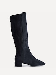 Linzi Blue Rotate Wide Fit Stretch High Leg Boots With Low Block Heels - Image 2 of 5