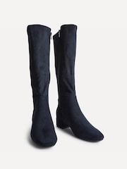 Linzi Blue Rotate Wide Fit Stretch High Leg Boots With Low Block Heels - Image 3 of 5