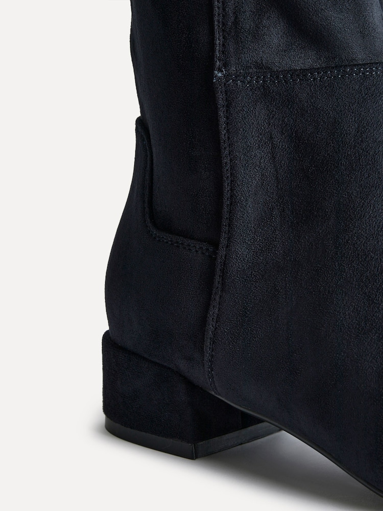 Linzi Blue Rotate Wide Fit Stretch High Leg Boots With Low Block Heels - Image 5 of 5 Linzi Blue Rotate Wide Fit Stretch High Leg Boots With Low Block Heels - Image 5 of 5