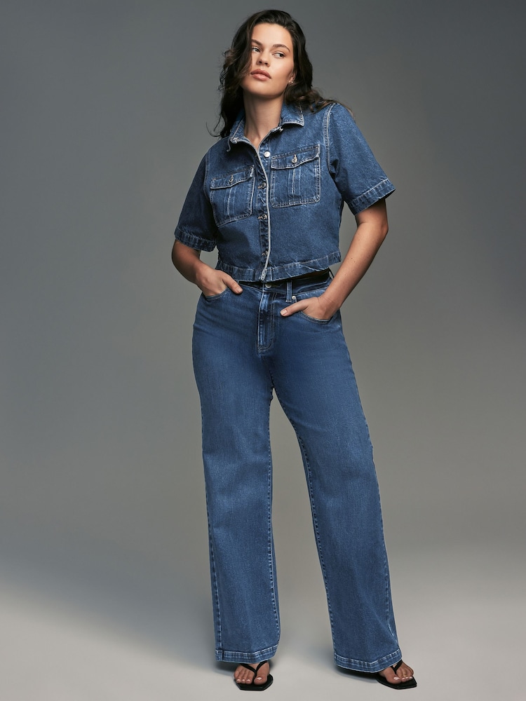 Dark Blue Wide Leg Hourglass Jeans - Image 1 of 9