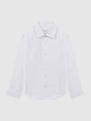 Reiss White Marcel 9-14 yrs Slim Fit Textured Bib Dinner Shirt - Image 2 of 5
