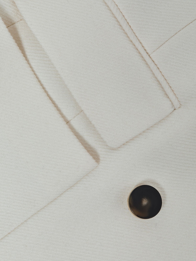 Reiss White Larsson Double Breasted Twill Blazer - Image 6 of 6