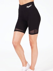 Pineapple Black Mesh Hem Cycling Shorts - Image 1 of 5