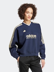 adidas Blue Tiro Fleece Sweatshirt - Image 6 of 7