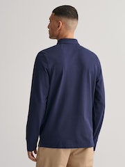 GANT Evening Blue Regular Fit 100% Cotton Shield Long Sleeve Polo Shirt - Image 2 of 4