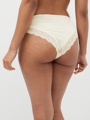 Cream/Grey/Red High Rise High Leg Cotton and Lace Knickers 4 Pack - Image 3 of 9